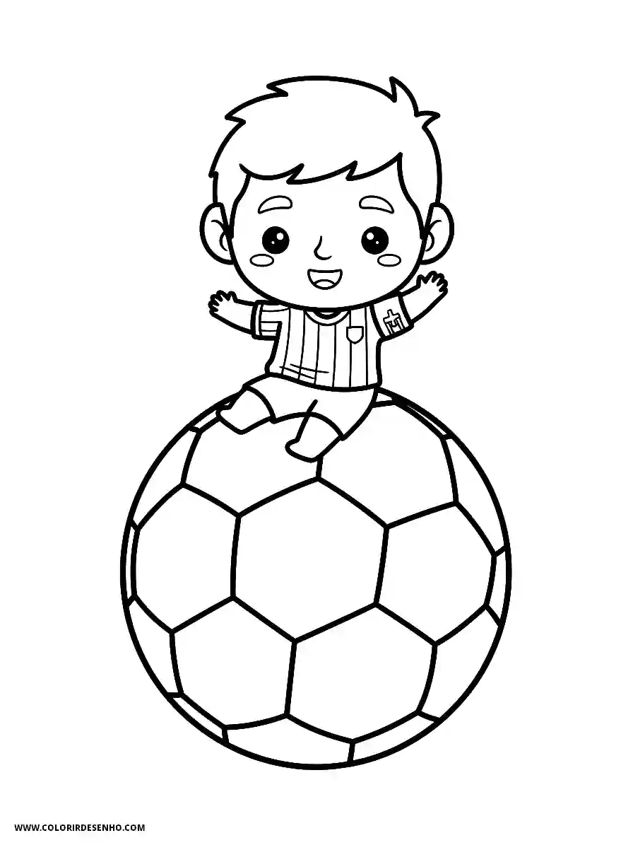 Lionel Messi Coloring Pages (95+ Free Printables) 90 lionel messi kawaii style for kids sitting relaxed on top of a giant soccer ball waving1869