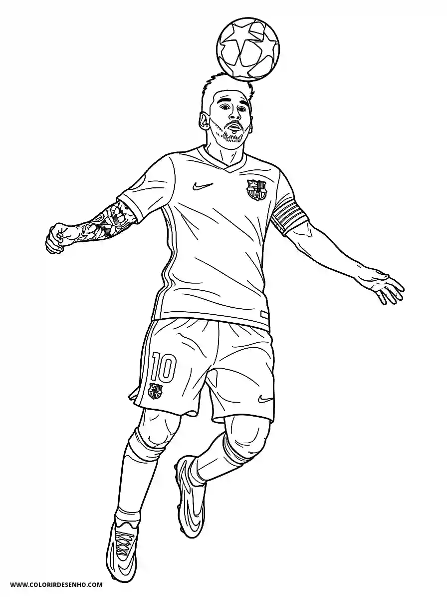 Lionel Messi Coloring Pages (95+ Free Printables) 93 lionel messi line art simple jumping high in the air to head the ball1866