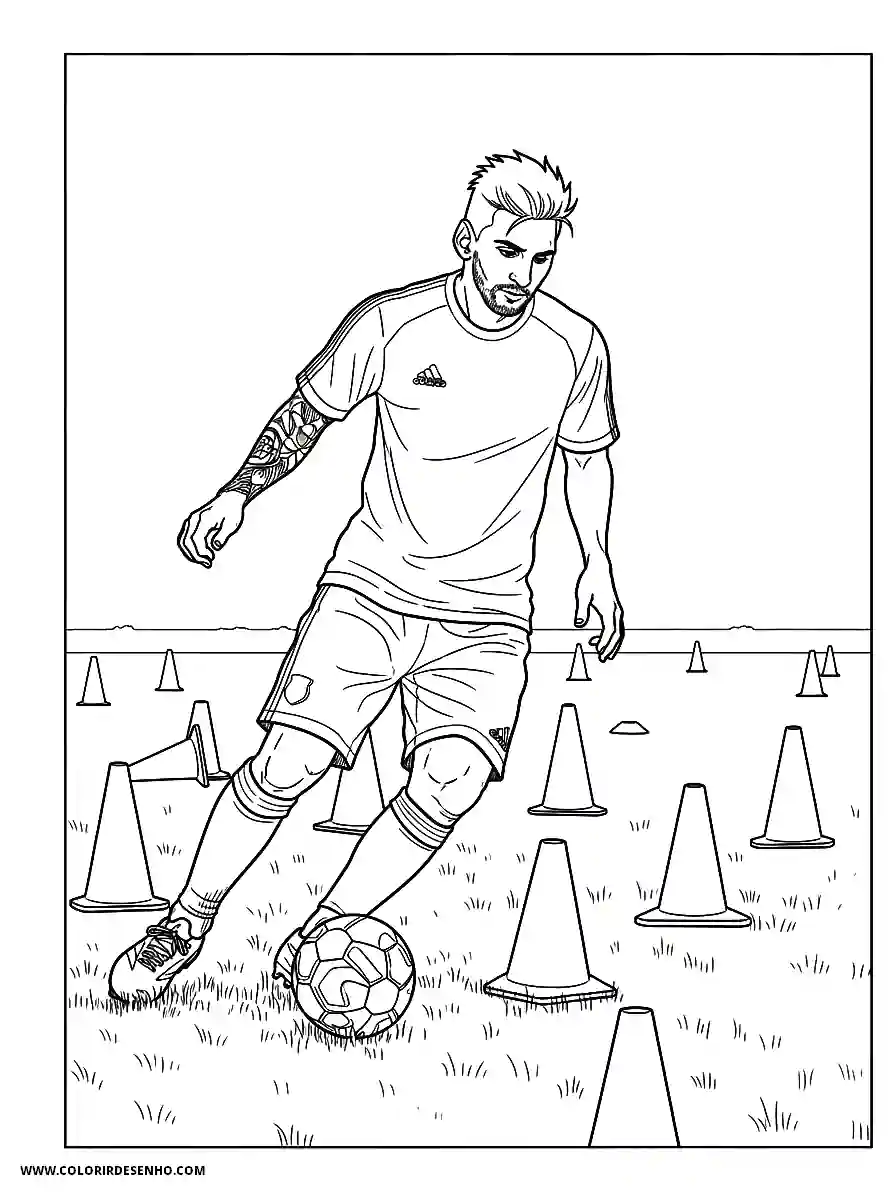 Lionel Messi Coloring Pages (95+ Free Printables) 96 lionel messi manga style simple on a training ground surrounded by practice cones1863