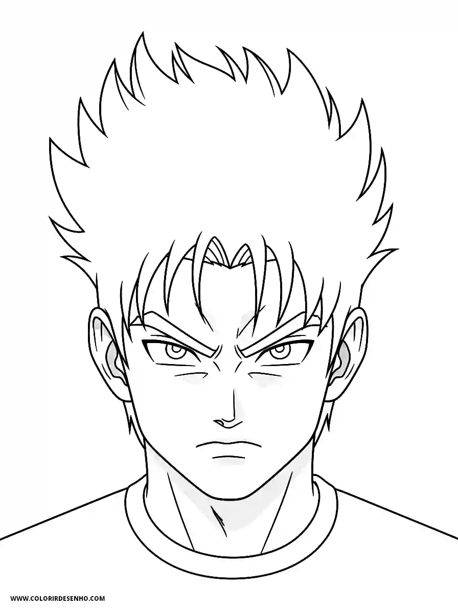 Man's Face Coloring Pages (258+ Free Printables) 11 mans face anime style simple easy spiked hairstyle with serious expression1800