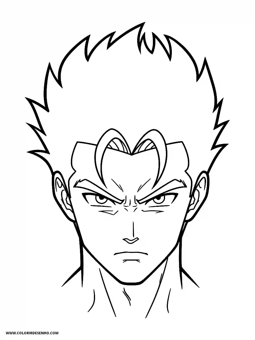 Man's Face Coloring Pages (258+ Free Printables) 12 mans face anime style simple easy spiky hair with determined and focused look1799