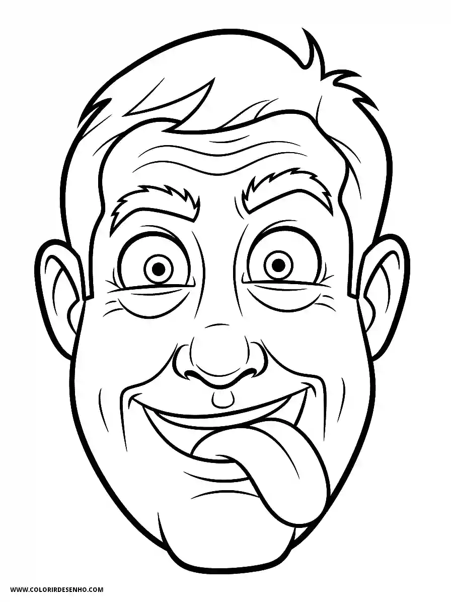 Man's Face Coloring Pages (258+ Free Printables) 13 mans face cartoon style for kids making silly funny face sticking tongue out1798