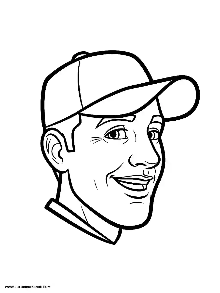 Man's Face Coloring Pages (258+ Free Printables) 14 mans face cartoon style for kids wearing baseball cap in side profile view1797