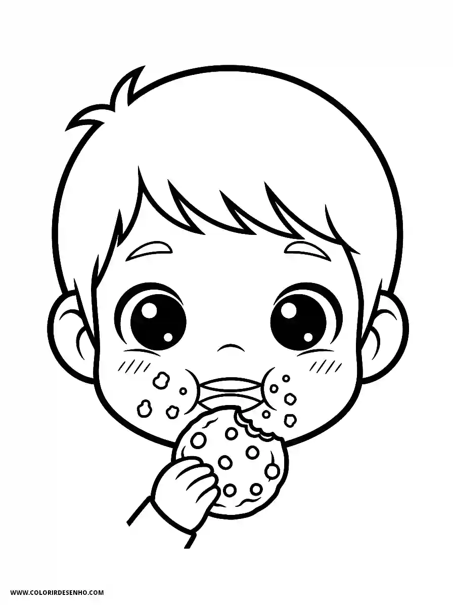 Man's Face Coloring Pages (258+ Free Printables) 15 mans face chibi style for kids chewing biscuit with messy mouth1796
