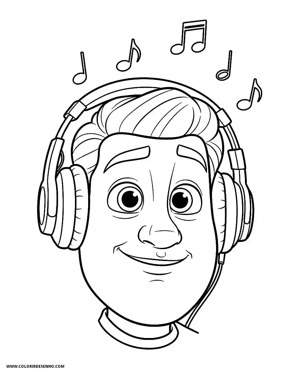 Man's Face Coloring Pages (258+ Free Printables) 2 mans face animation style adorable wearing large headphones and enjoying music1809