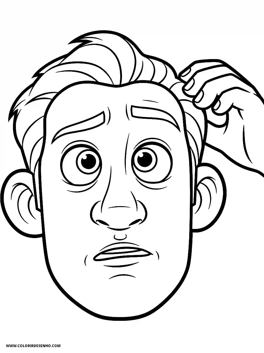 Man's Face Coloring Pages (258+ Free Printables) 4 mans face animation style cute puzzled look rubbing scalp with hand1807