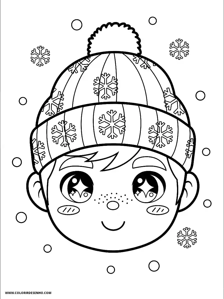 Man's Face Coloring Pages (258+ Free Printables) 18 mans face kawaii style adorable wearing winter beanie with snowflakes falling1793
