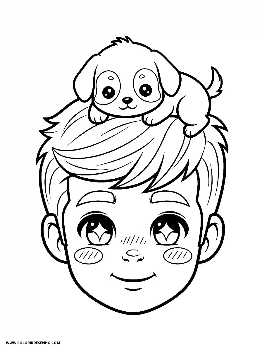 Man's Face Coloring Pages (258+ Free Printables) 19 mans face kawaii style cute face with tiny puppy resting on head1792