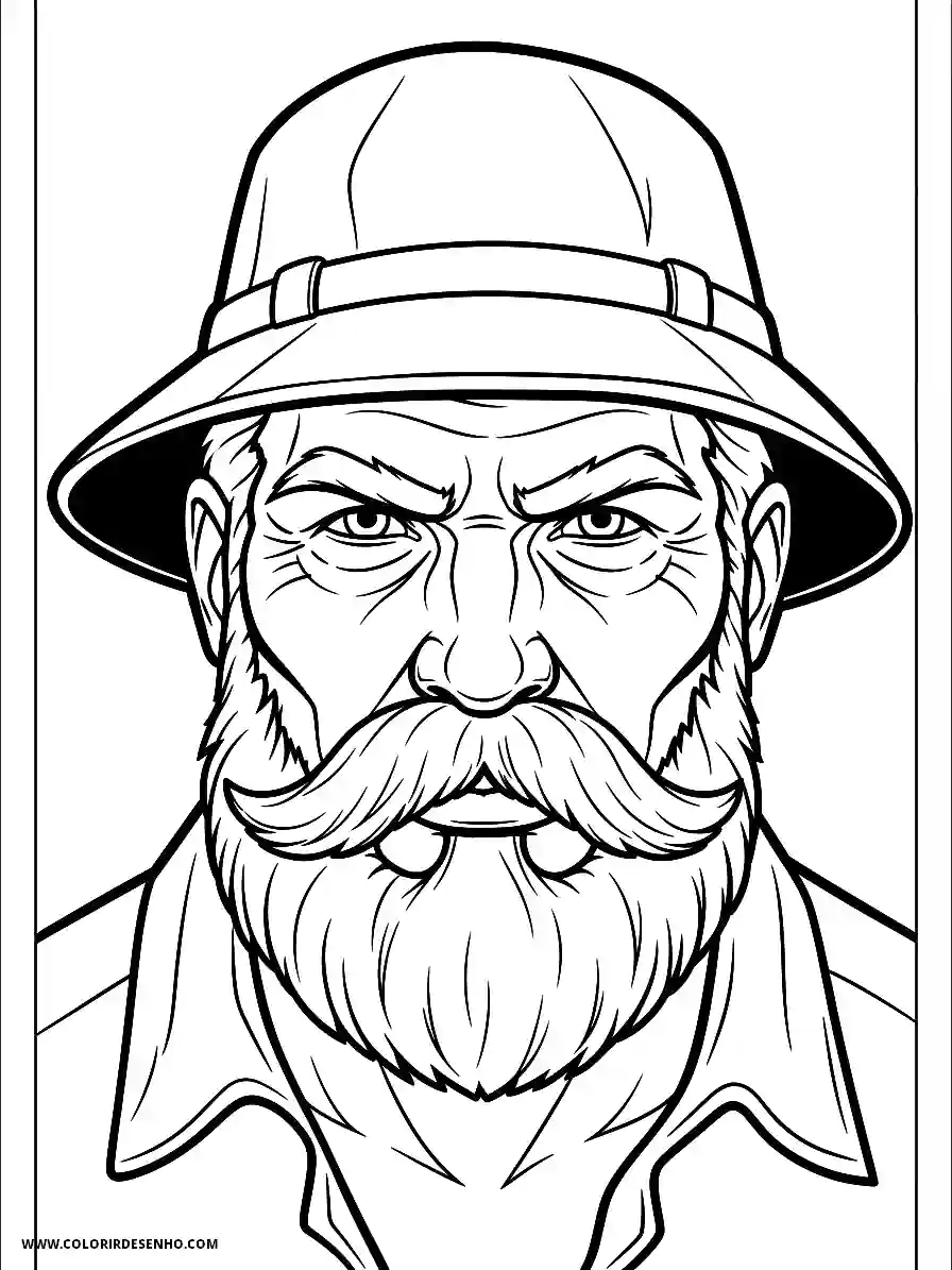Man's Face Coloring Pages (258+ Free Printables) 21 mans face line art easy rugged look with full beard and mustache1790