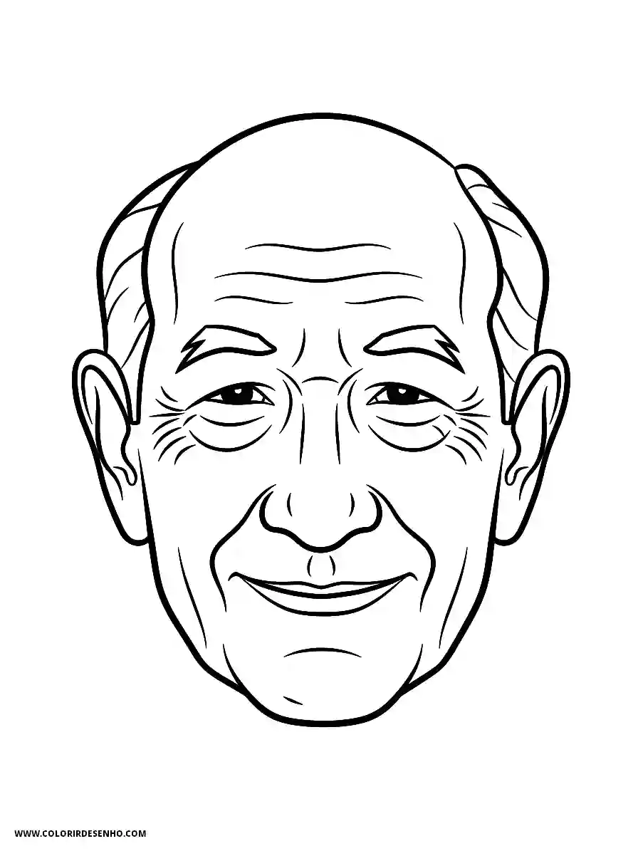 Man's Face Coloring Pages (258+ Free Printables) 22 mans face line art simple elderly man with wise wrinkles smiling gently1789