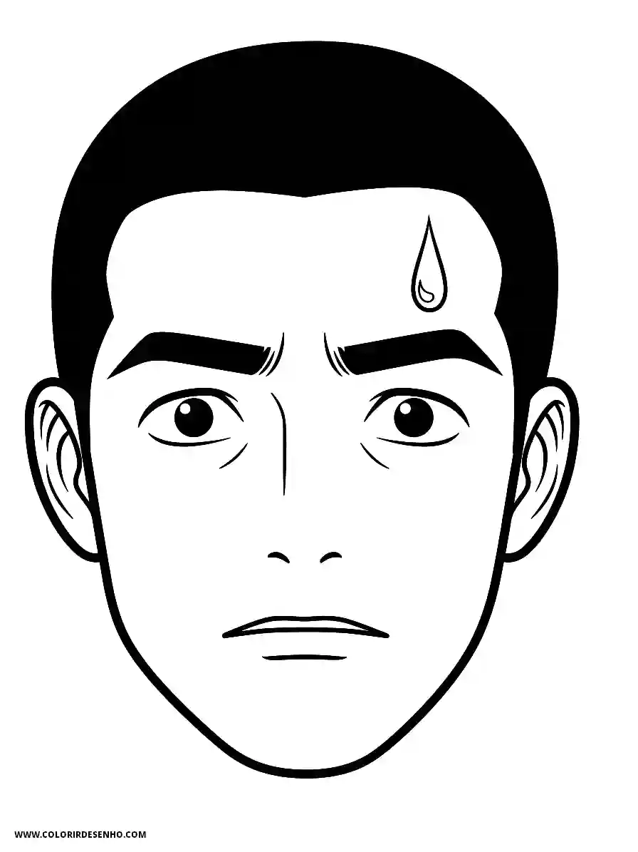 Man's Face Coloring Pages (258+ Free Printables) 24 mans face manga style simple nervous expression with sweat drop on forehead1787