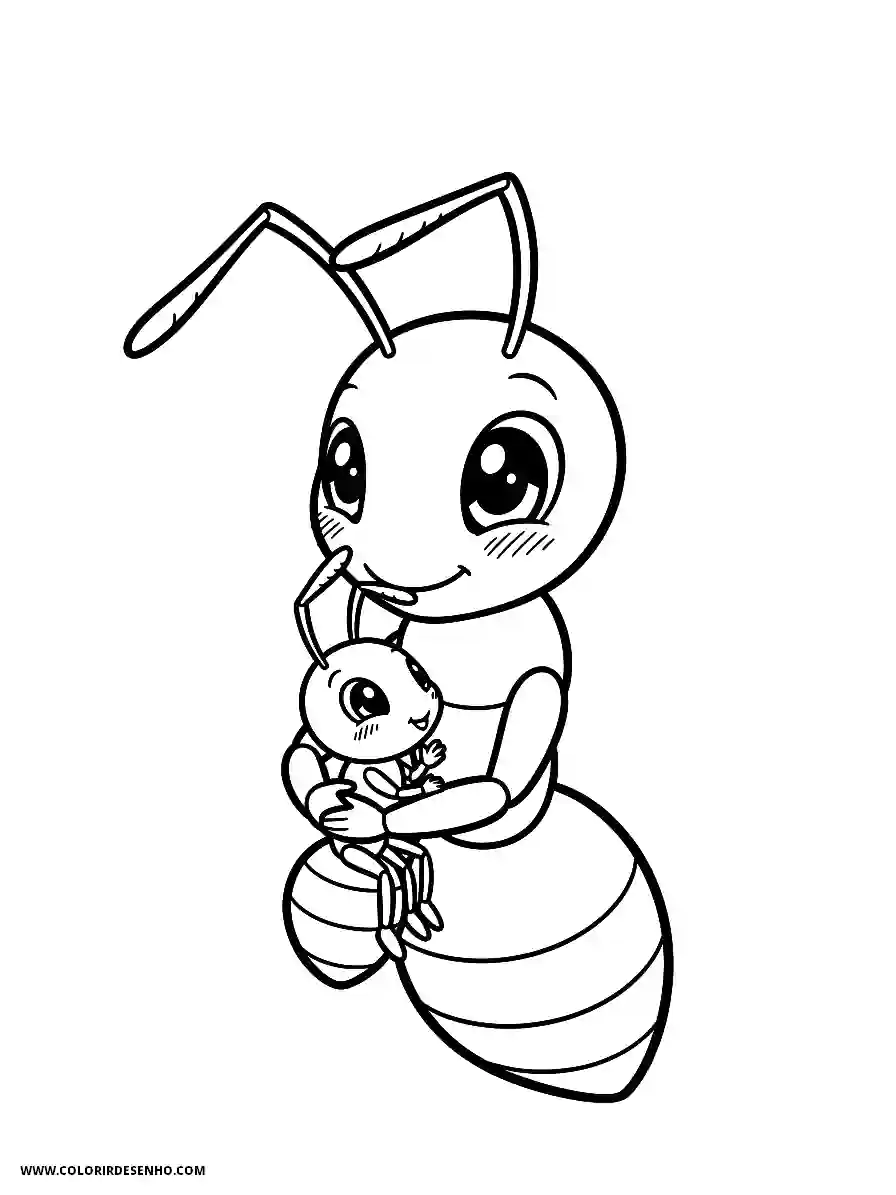Ant Coloring Pages (136+ Free Printables) 130 Mother ant manga style embracing her small baby tenderly