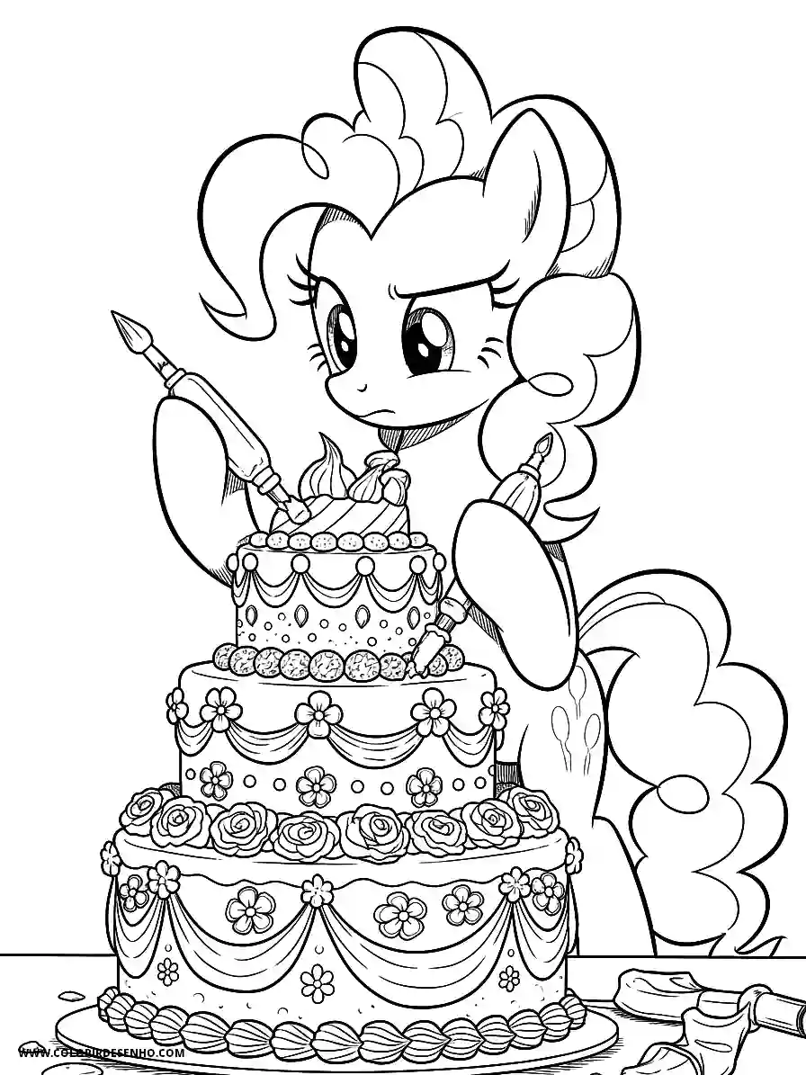 Pinkie Pie My Little Pony Coloring Pages (243+ Free Printables) 243 pinkie pie my little pony manga style decorating a large party cake with icing carefully1530