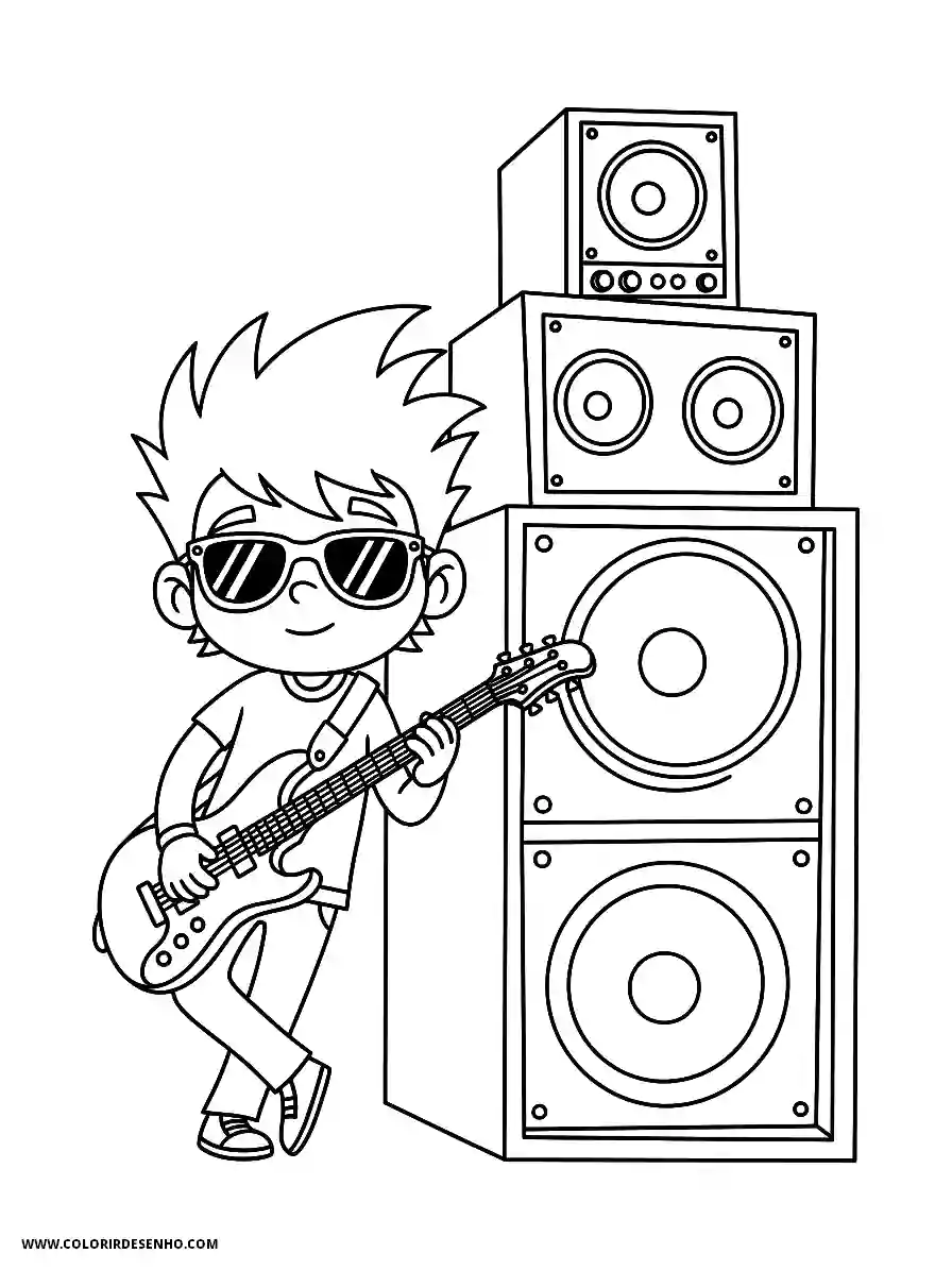 Pop Rock Manga Style a Keytar Player Gliding Across the Stage Floor on Their Knees Coloring Sheet