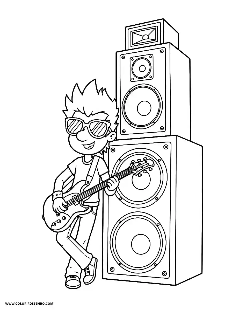 Pop Rock Manga Style a Keytar Player Sliding Across the Stage Floor on Their Knees Coloring Sheet