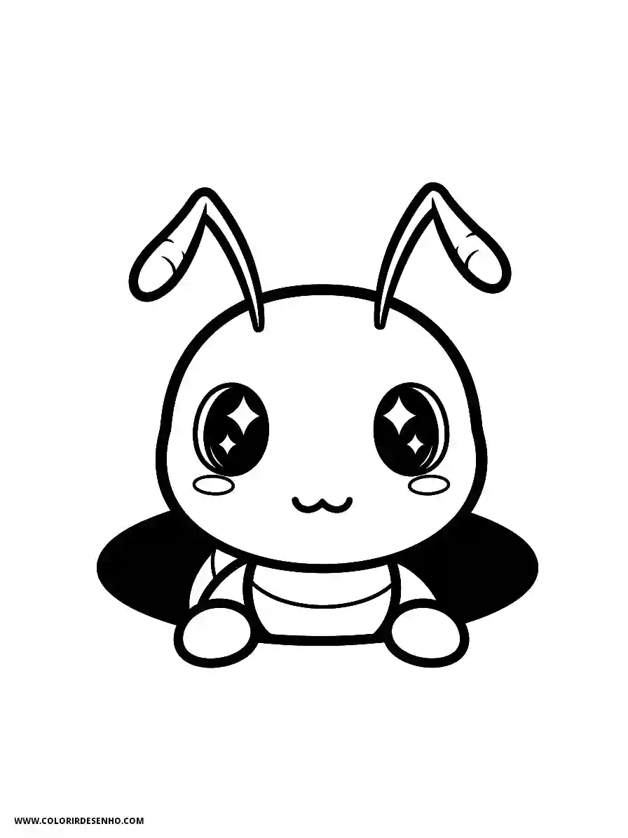 Ant Coloring Pages (136+ Free Printables) 133 Shy ant kawaii style peeking head out from a hole cute