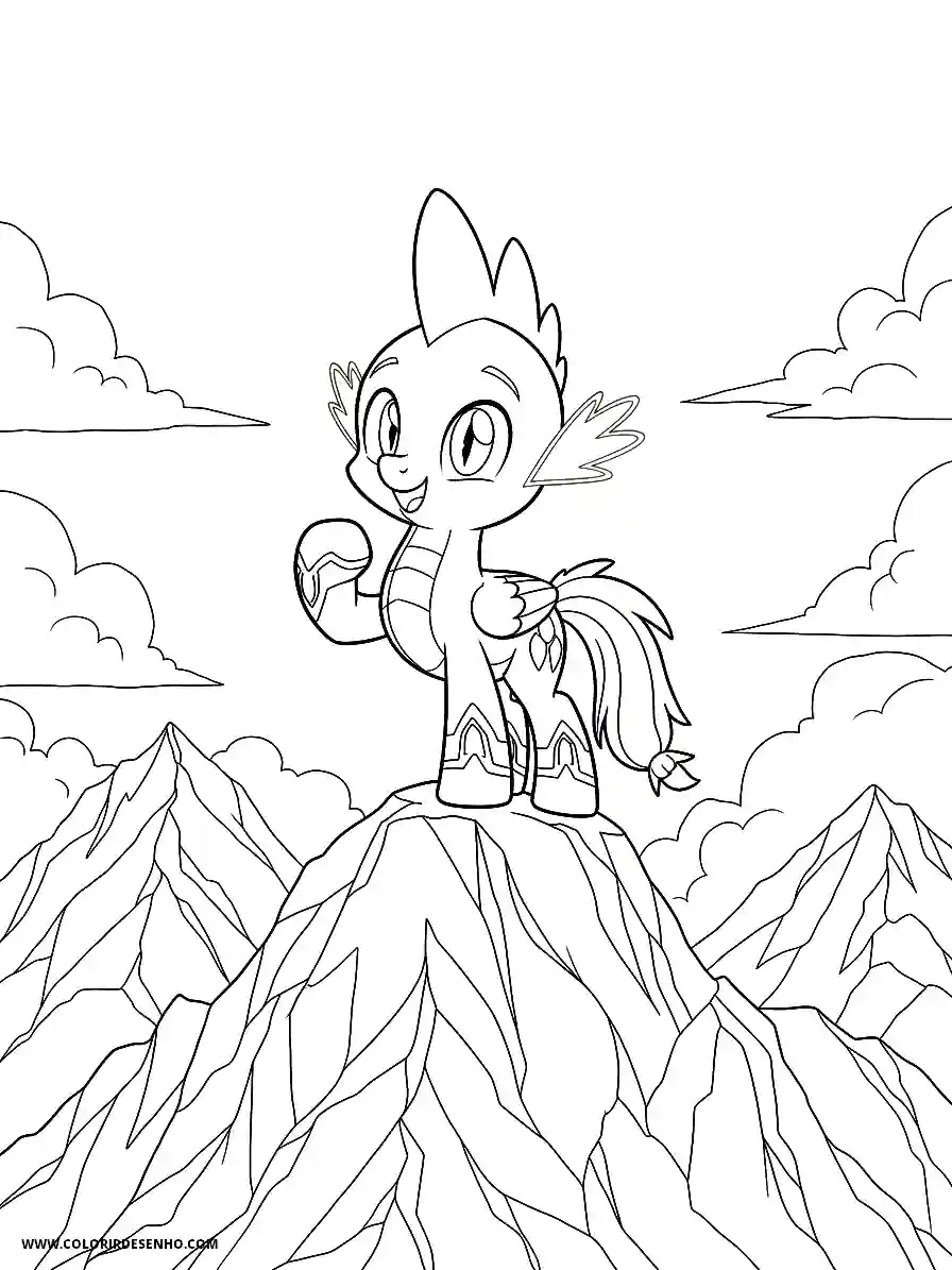 Spike My Little Pony Coloring Pages (212+ Free Printables) 206 spike my little pony anime style for adults standing heroically on mountain peak2389