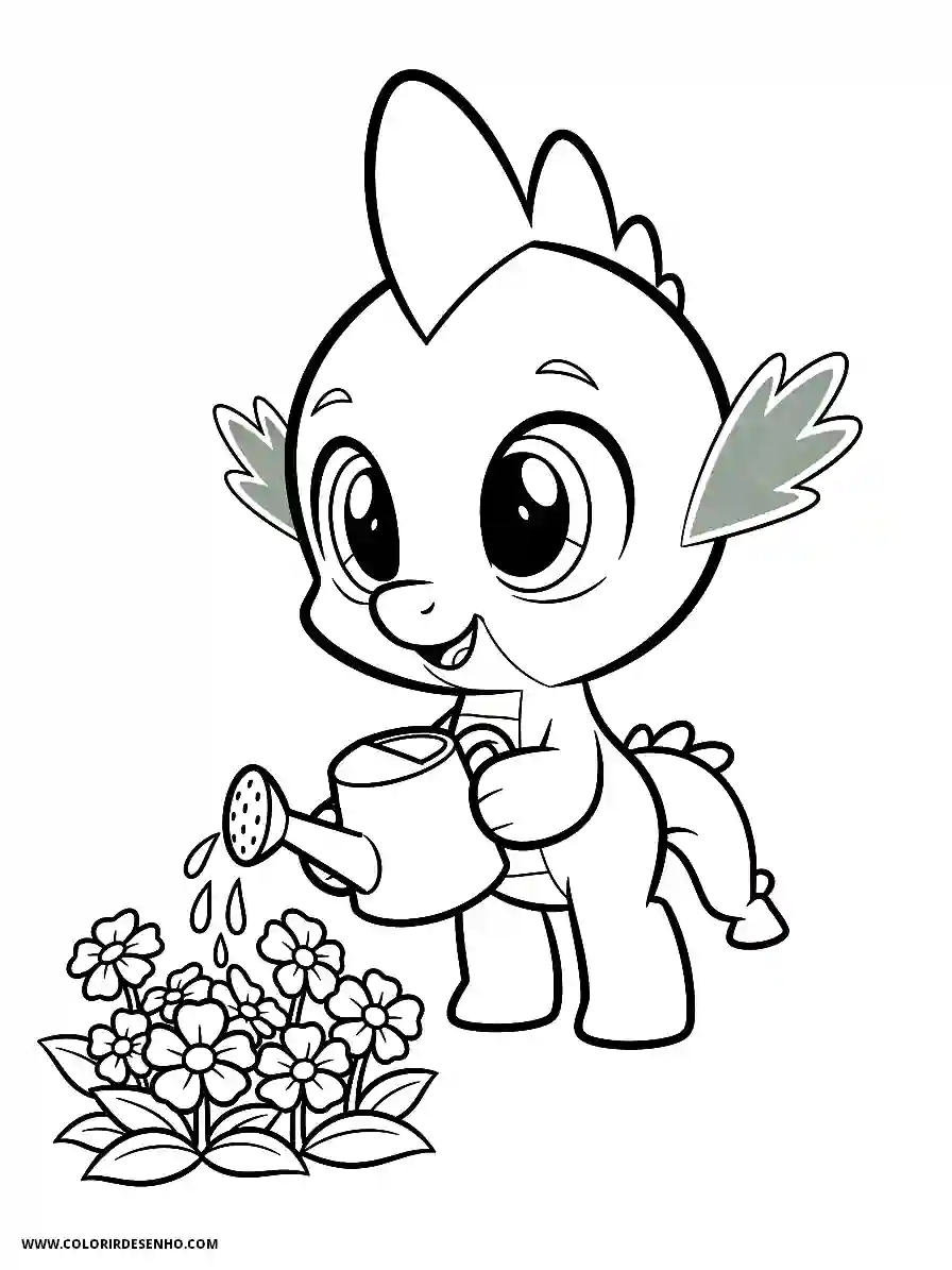 Spike My Little Pony Coloring Pages (212+ Free Printables) 210 spike my little pony chibi style cute tending garden with sprinkler and blooms2385