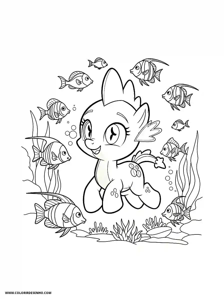 Spike My Little Pony Coloring Pages (212+ Free Printables) 202 spike my little pony animation style adorable swimming underwater with tropical fish2393