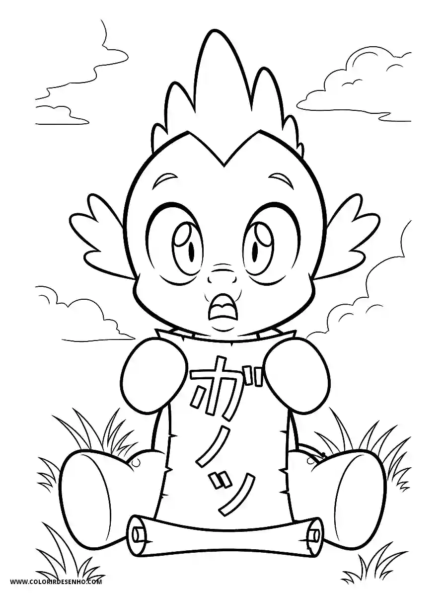Spike My Little Pony Coloring Pages (212+ Free Printables) 213 spike my little pony manga style cute for kids reading a scroll with surprised expression2382