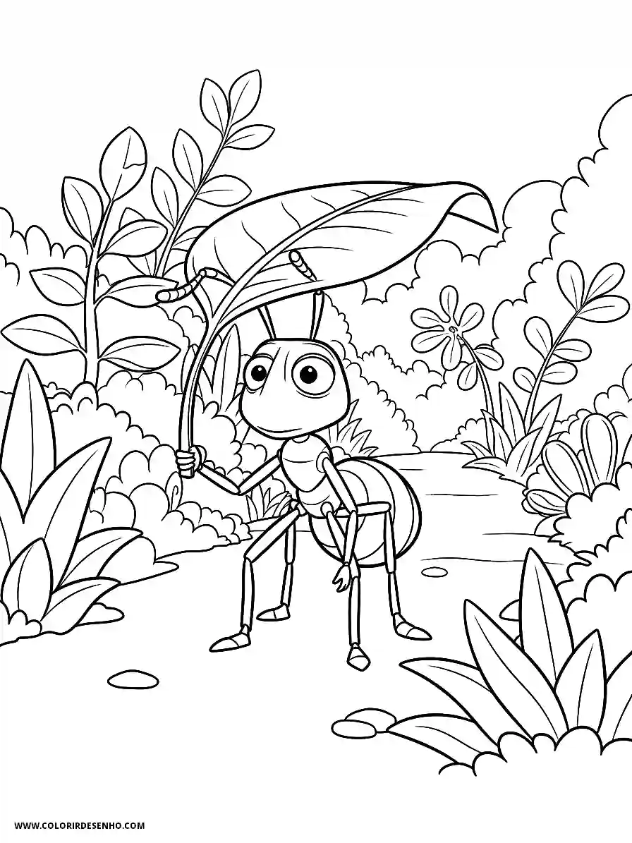 Ant Coloring Pages (136+ Free Printables) 134 Strong ant 3d cartoon style carrying a giant leaf through a garden