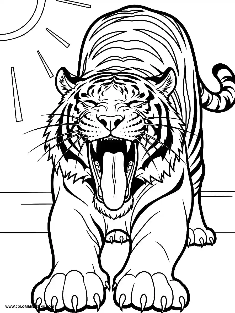 Tiger Coloring Pages (234+ Free Printables) 212 Tiger Anime Style Easy Yawning And Stretching In The Warm Morning Sun Free Printable