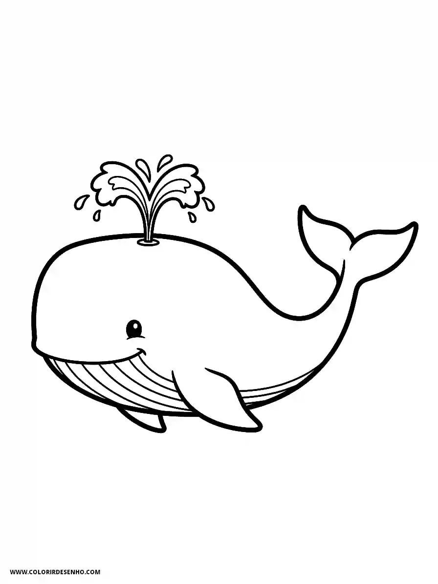 Whale Coloring Pages (139+ Free Printables) 128 whale cartoon style simple easy spouting water spray creating rainbow arch2160