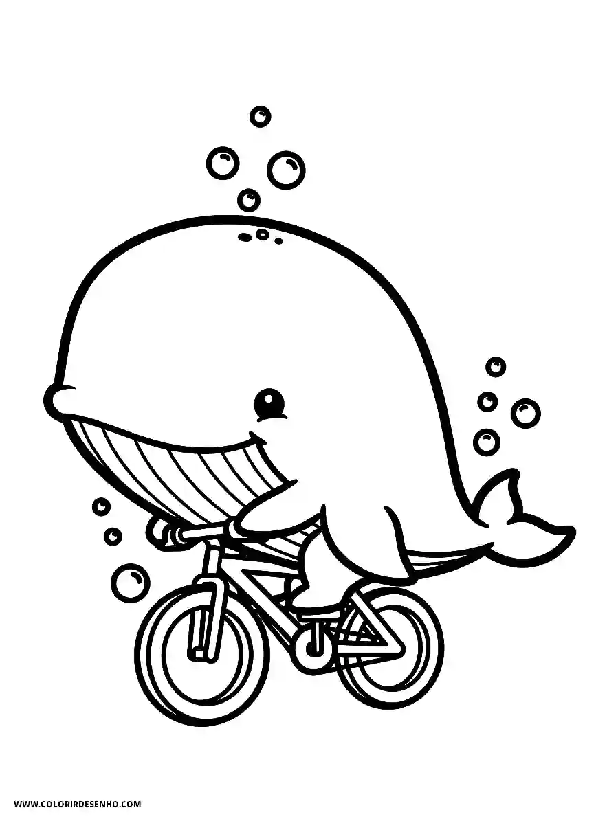 Whale Coloring Pages (139+ Free Printables) 131 whale chibi style easy riding a bicycle underwater fun2157