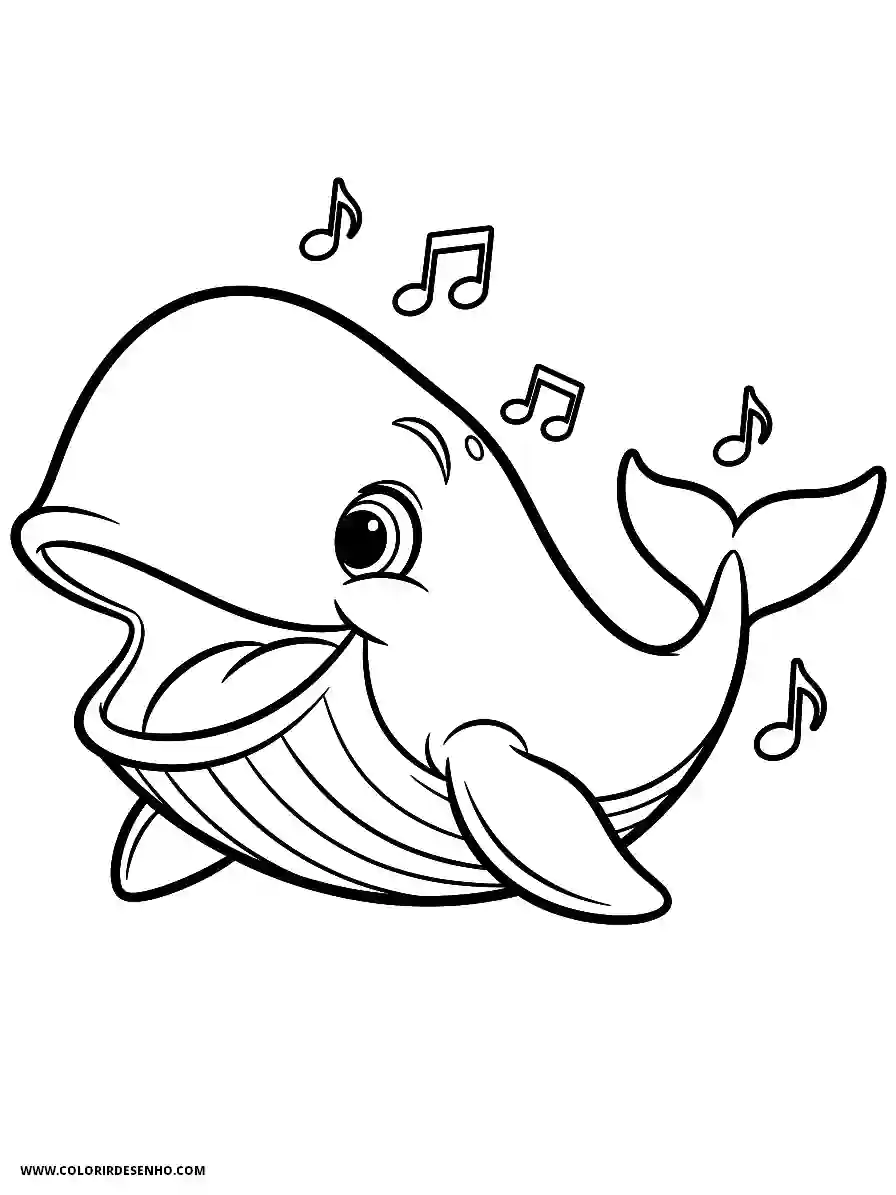 Whale Coloring Pages (139+ Free Printables) 115 whale animation style adorable singing with musical notes around2173