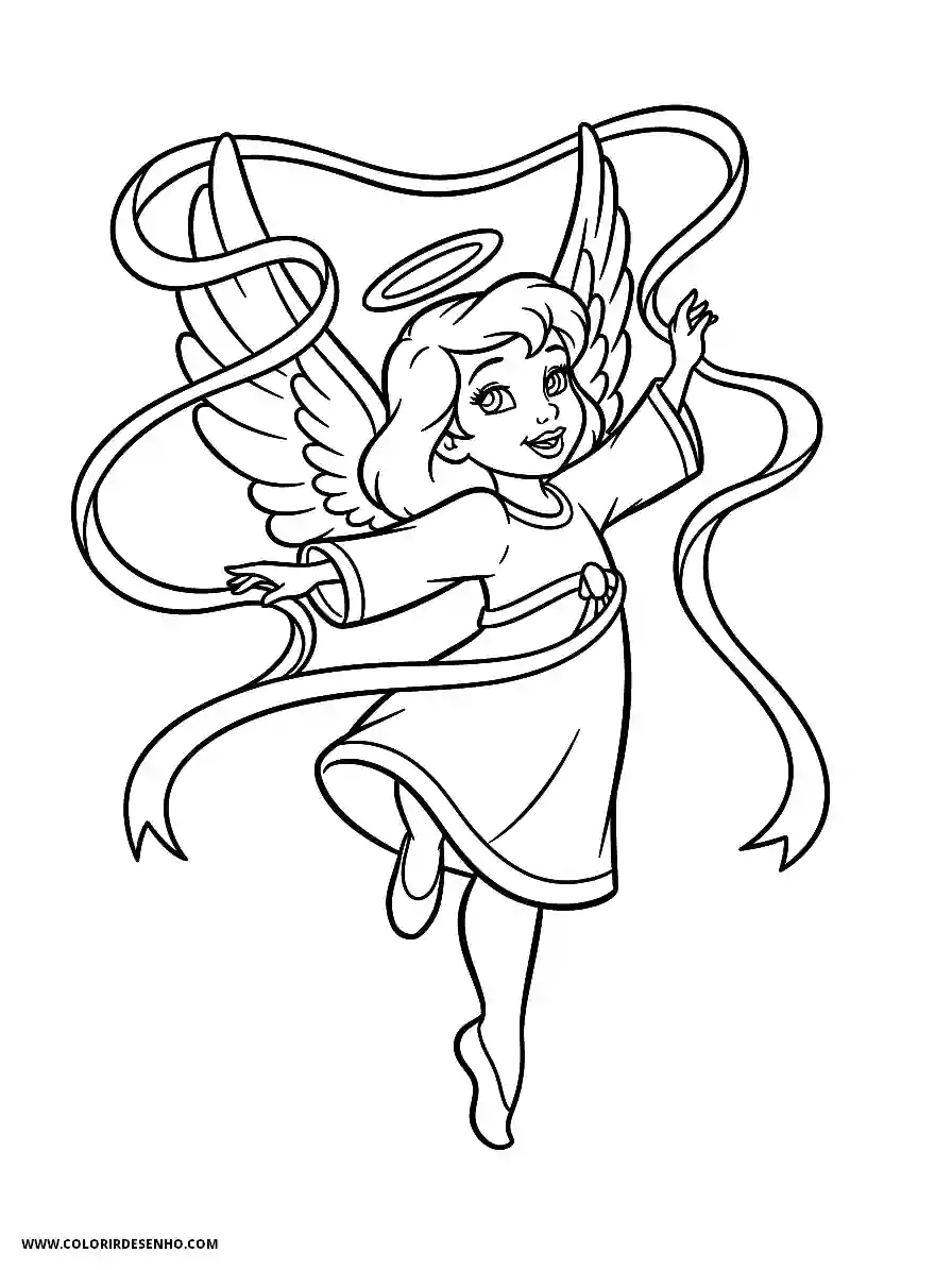 angel dancing with ribbon and halo