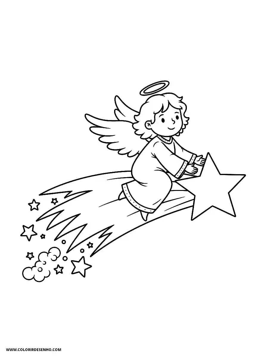 angel flying on a star
