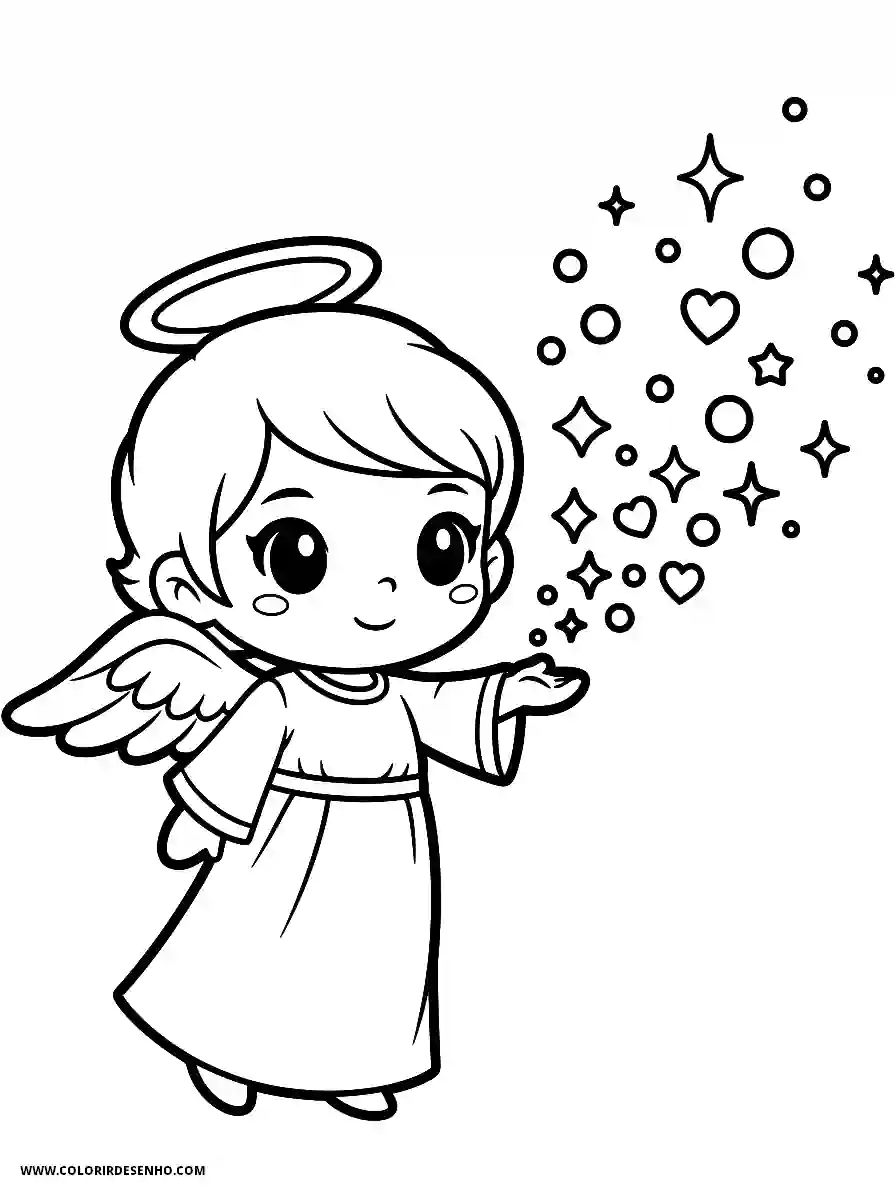 angel holding stars and hearts in her hand