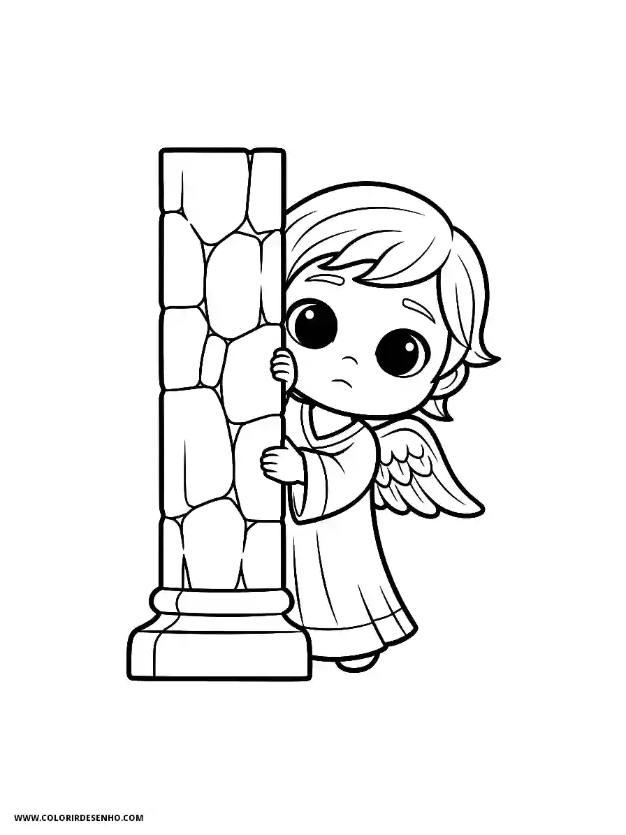 angel peeking around a column