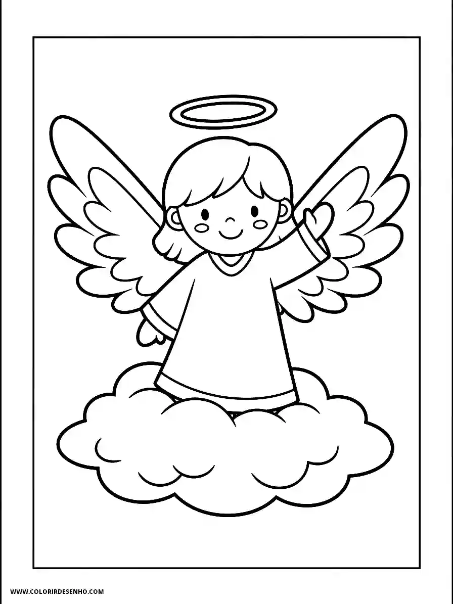 angel sitting on cloud holding halo