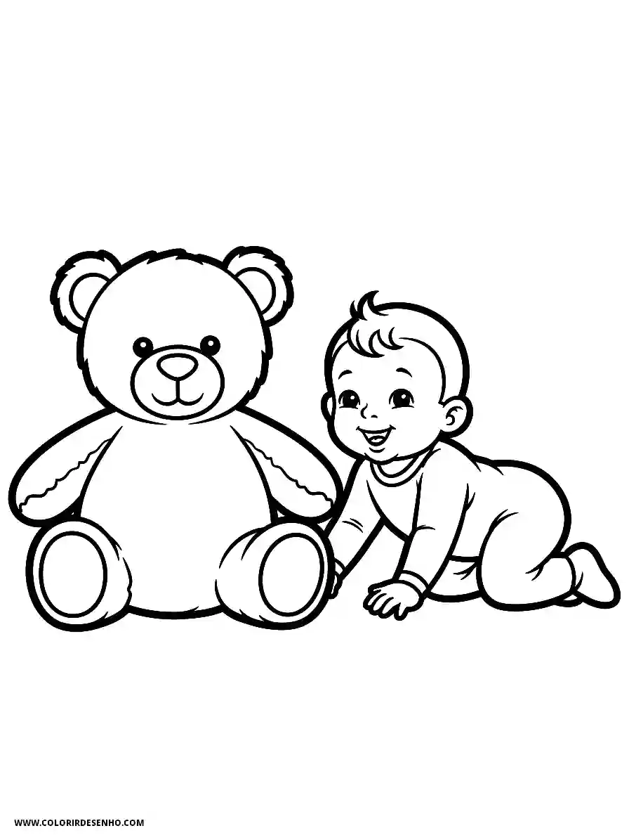 bear and baby smiling together