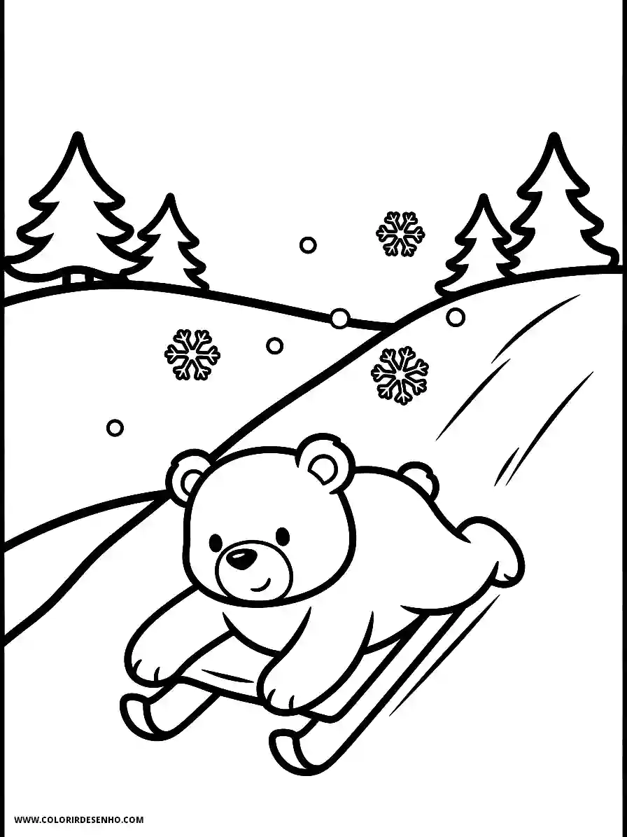 bear skiing in snowy landscape