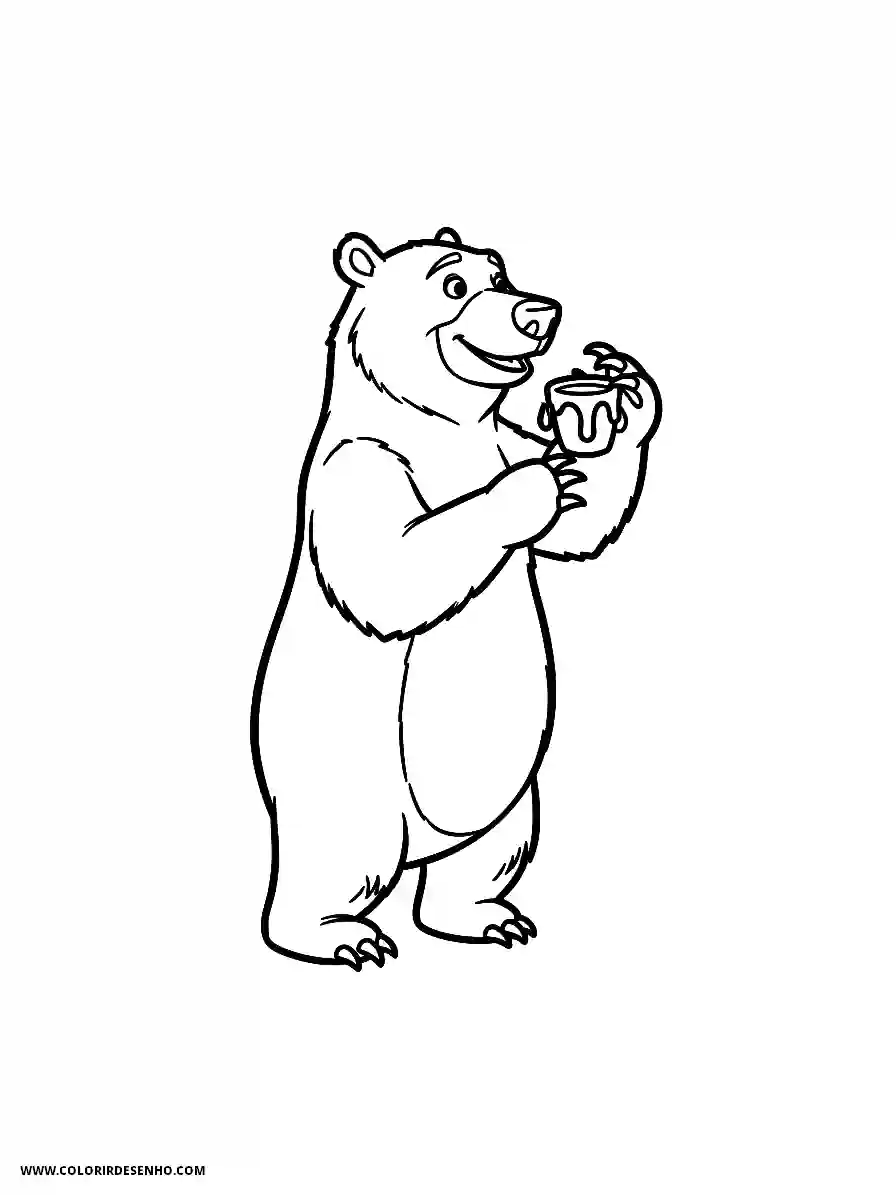 bear standing holding jar