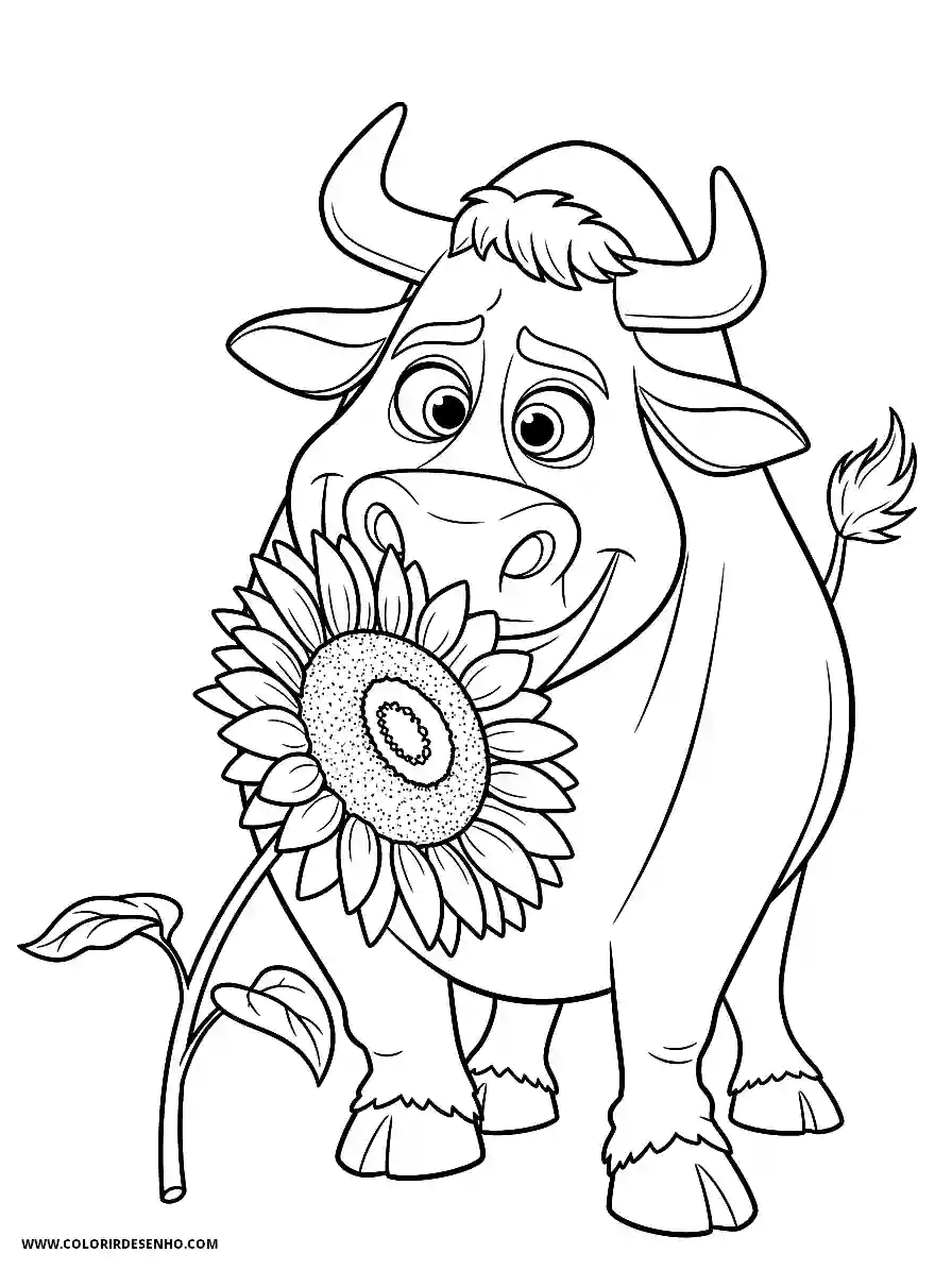 bull holding sunflower in mouth