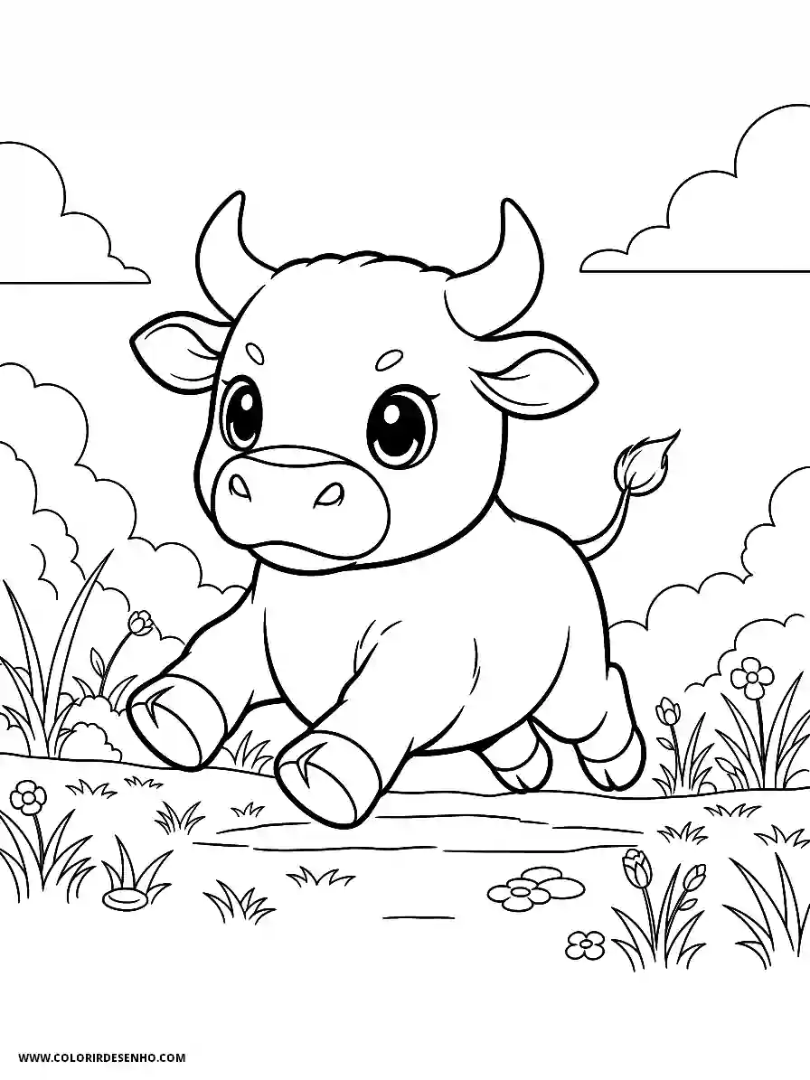 bull standing in a field of flowers and grass