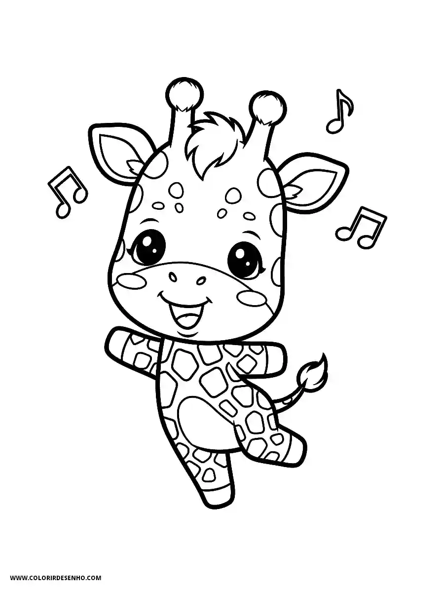 giraffe dancing with musical notes around it