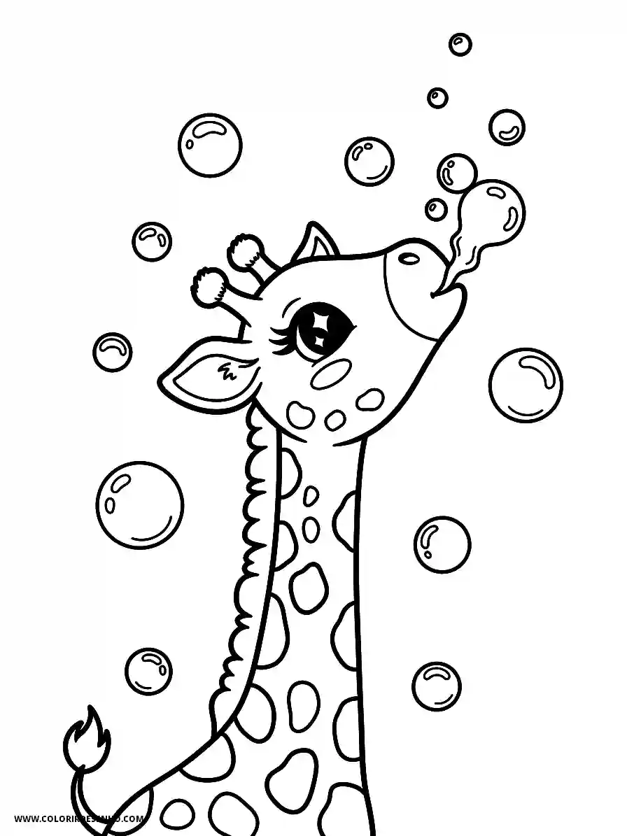 giraffe drinking water from bubbles in the air