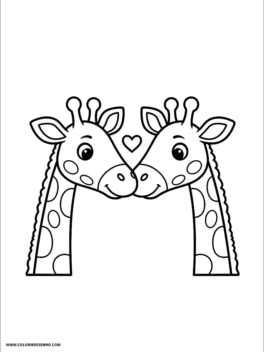 giraffe kissing another giraffe with a heart between them