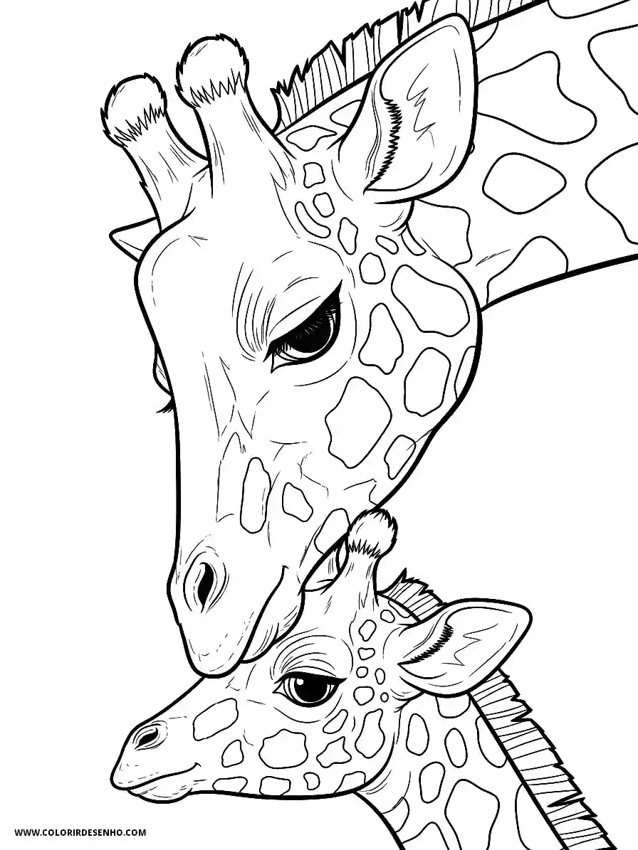 giraffe shows two giraffes looking at each other closely