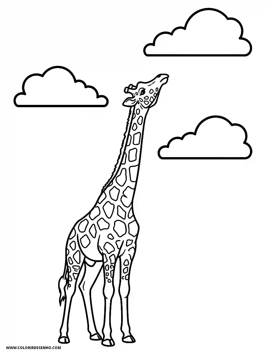 giraffe standing tall against sky with clouds