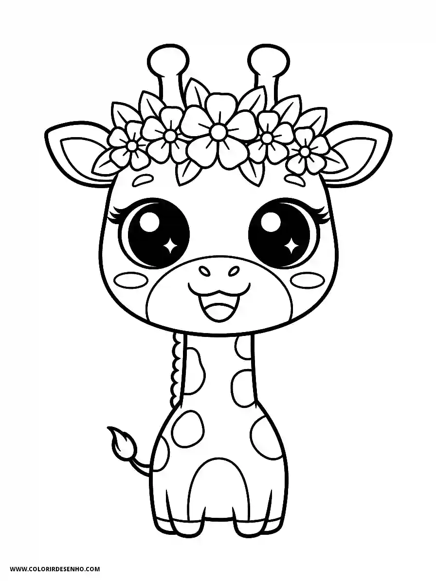 giraffe wearing flower crown standing upright
