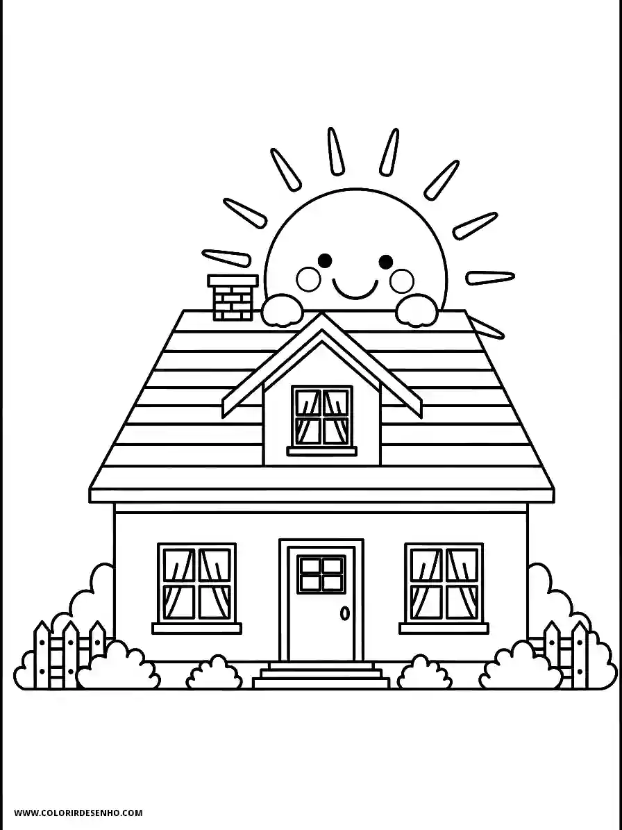 house smiling sun above roof top