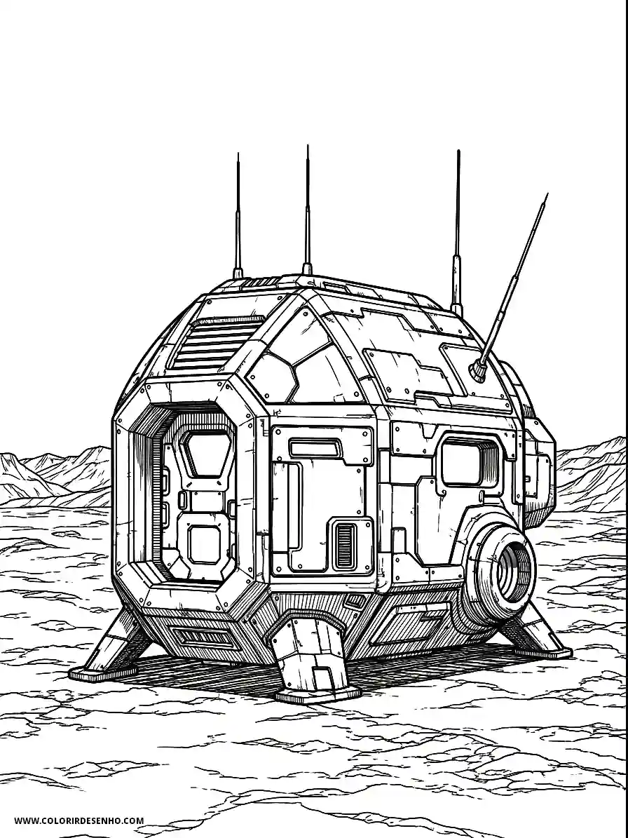 house spaceship standing on rocky terrain