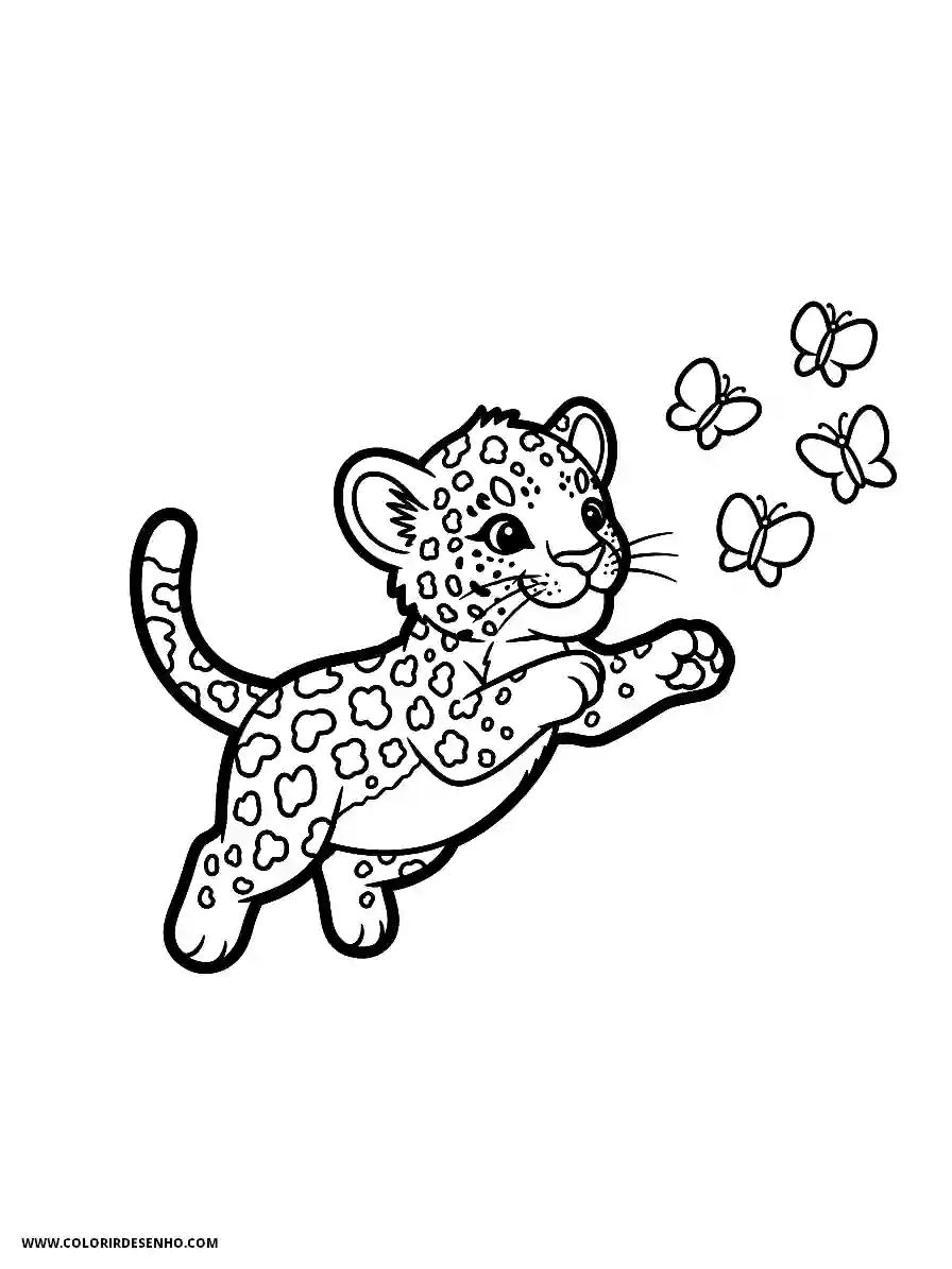 jaguar leaping towards butterflies in the air