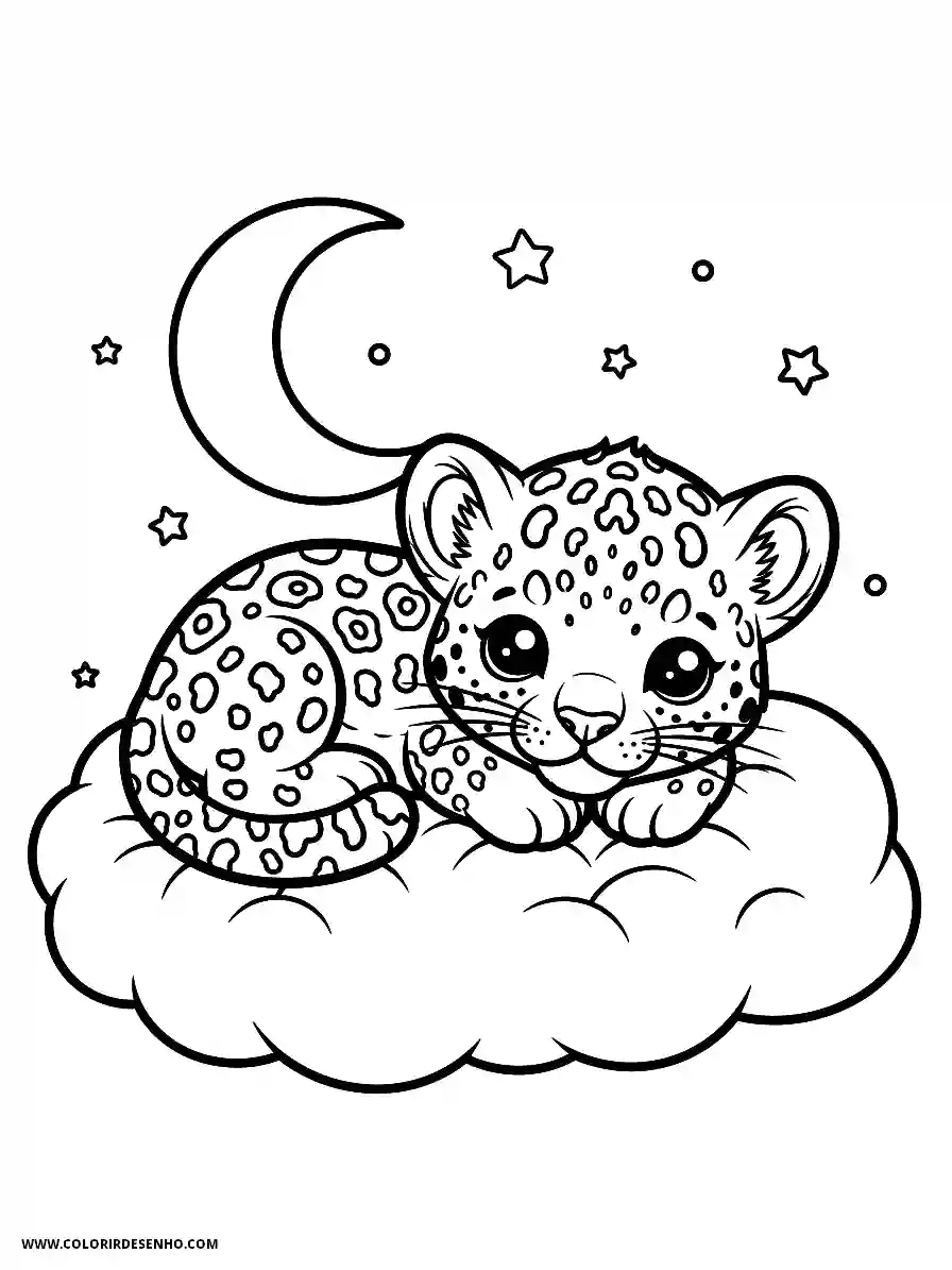 jaguar lying on cloud under moon and stars
