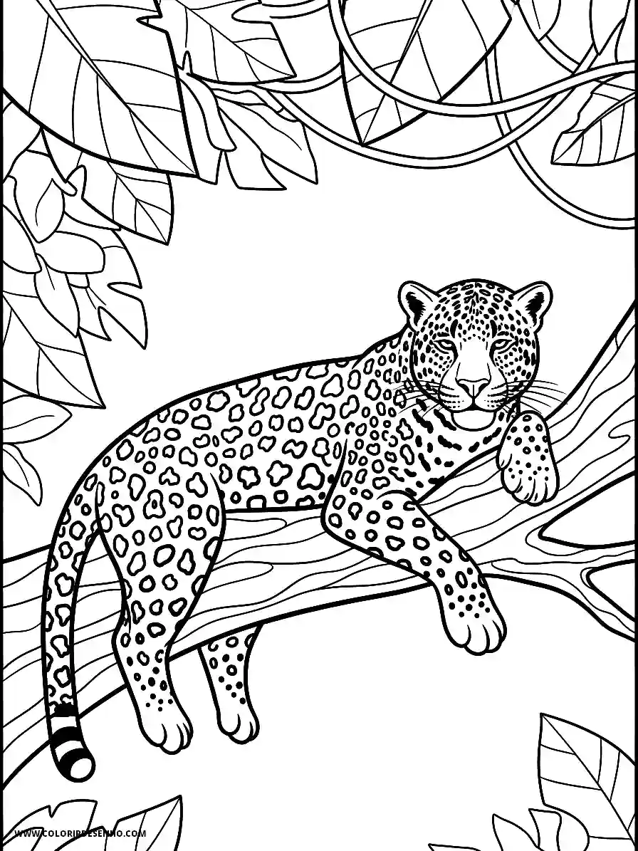 jaguar resting in jungle foliage